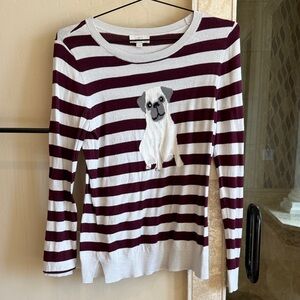 Striped Maroon and White Dog Sweater Top